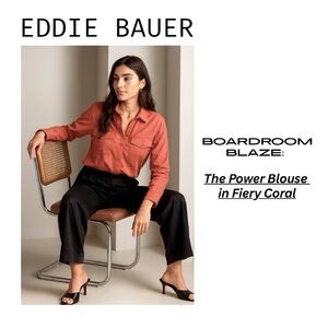 🤗Eddie Bauer Red Power Blouse/Office Blouse/Casual/Free Gift